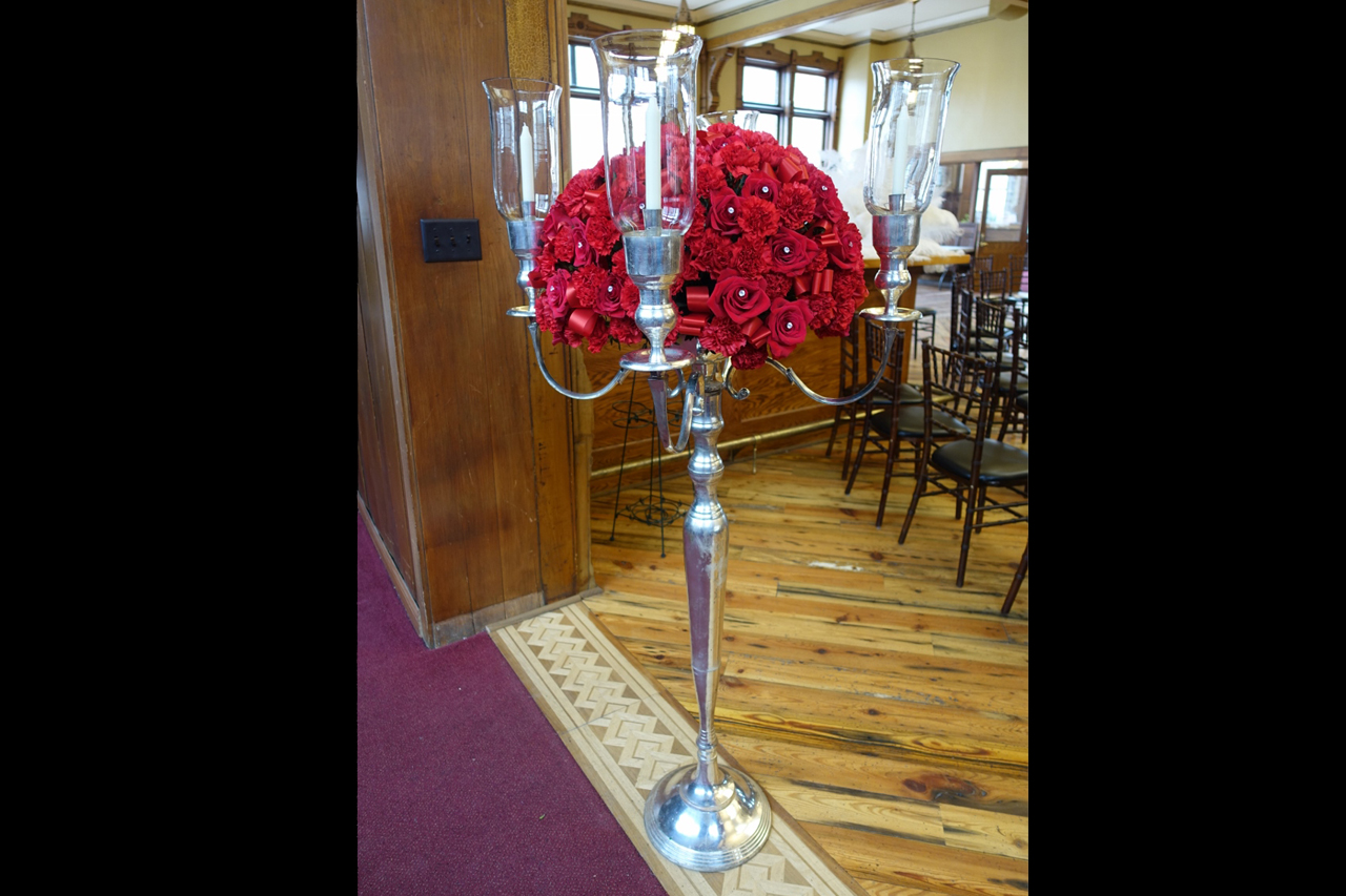 Large Silver Floor Candelabra w Globes